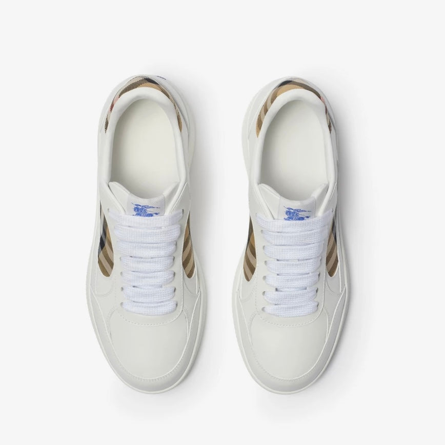 Burberry Check Terrace Sneakers in White / Sand