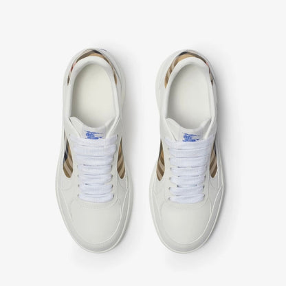 Burberry Check Terrace Sneakers in White / Sand