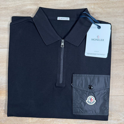 Moncler Nylon Pocket Polo Shirt in Black