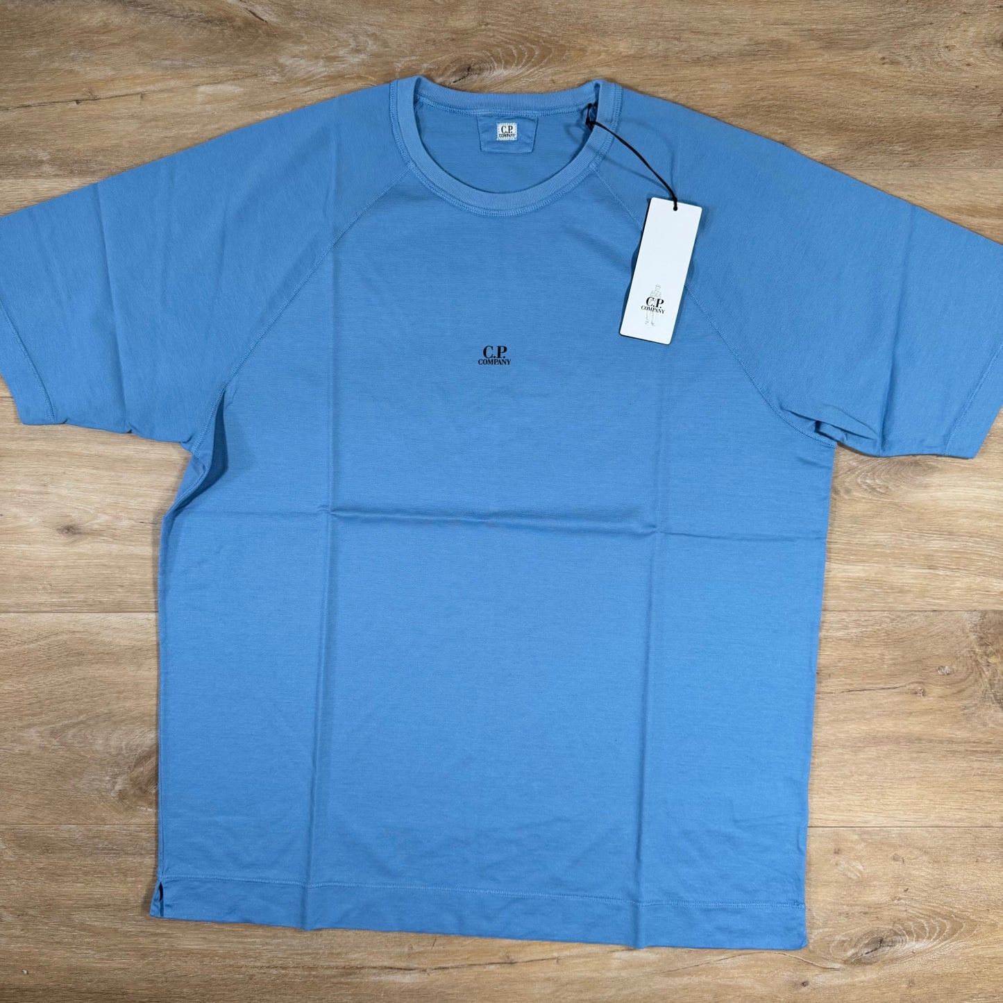 C.P. Company Micronet Jersey Raglan Logo T-Shirt in Pacific Coast - Light Blue