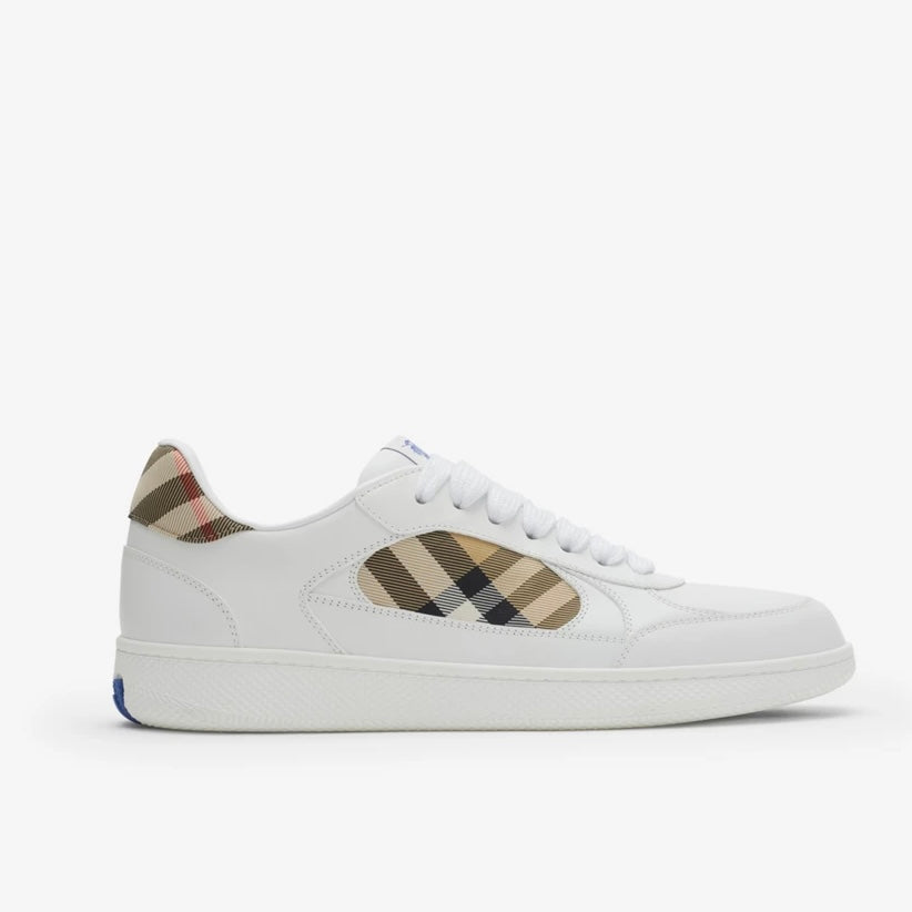 Burberry Check Terrace Sneakers in White / Sand