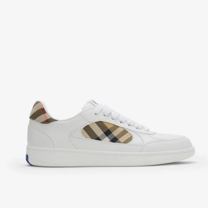Burberry Check Terrace Sneakers in White / Sand