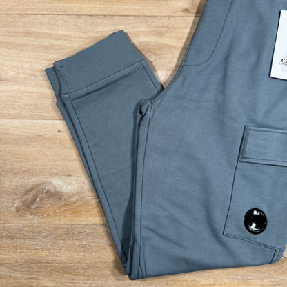 CP Company Diagonal Raised Fleece Lens Sweatpants in Stormy Weather - Blue