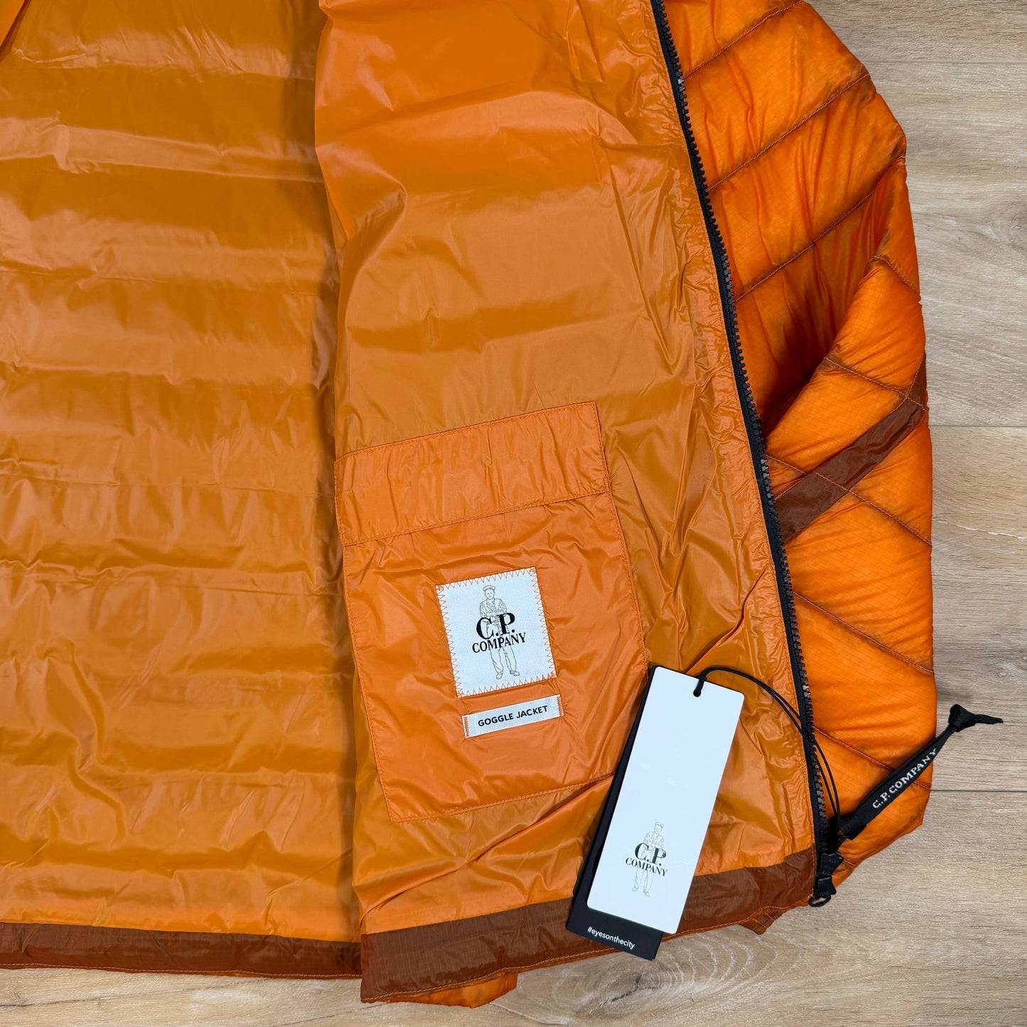 C.P. Company D.D. Shell Goggle Down Jacket in Russet Orange