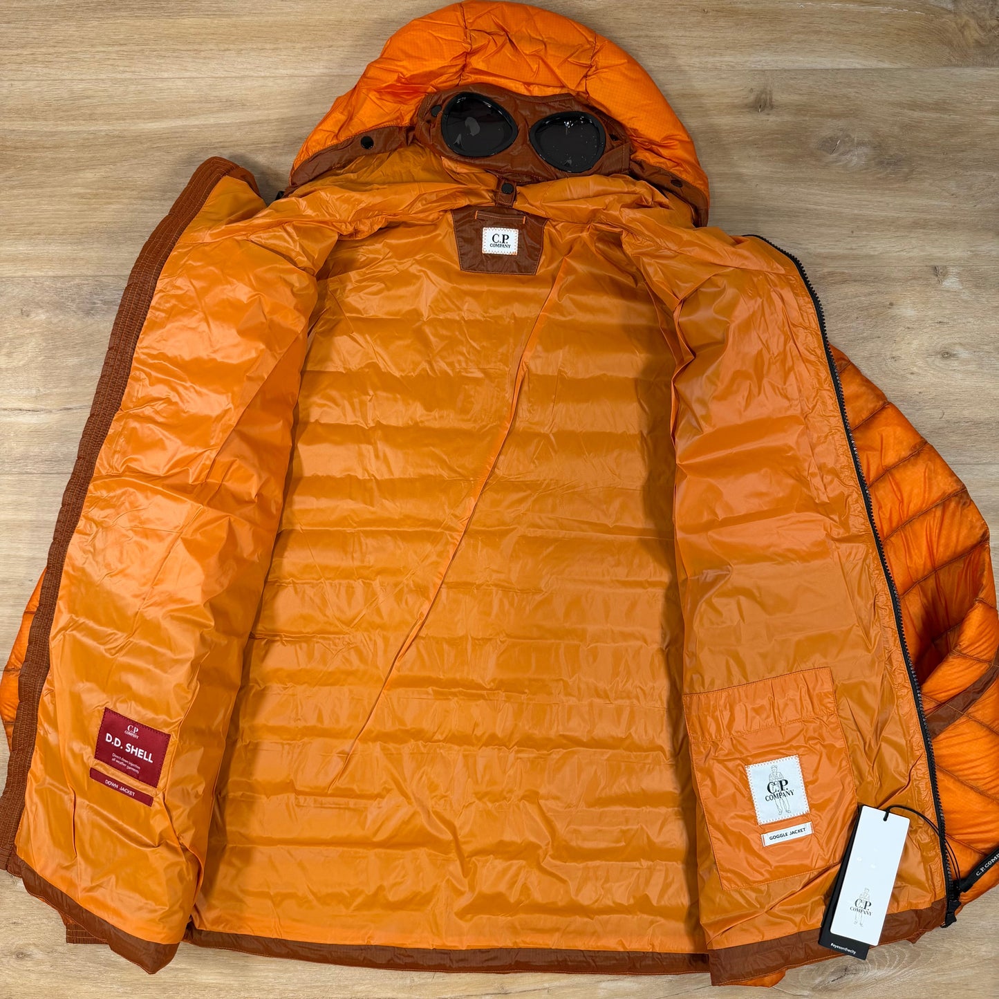 C.P. Company D.D. Shell Goggle Down Jacket in Russet Orange