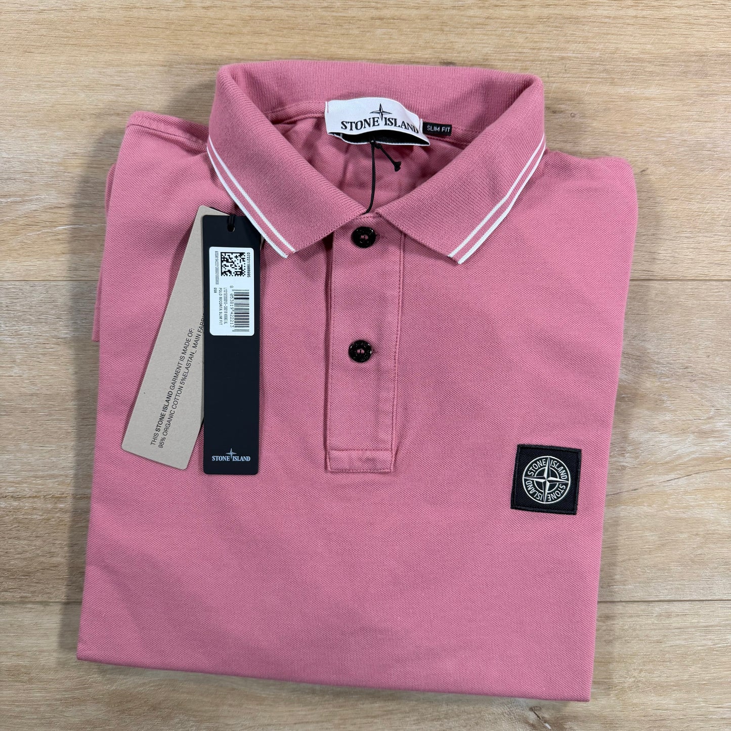 Stone Island Patch Logo Polo Shirt in Oleander Pink