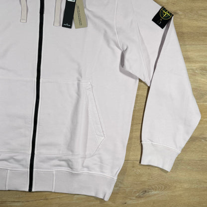Stone Island Organic Cotton Fleece Zip Hoodie in Antique Rose