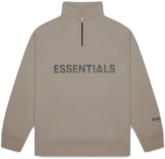 ESSENTIALS FOG TAUPE HOODIE HALF ZIP