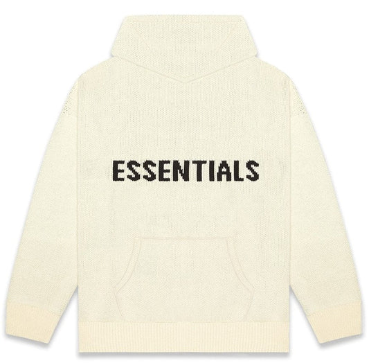 ESSENTIALS FOG KNIT HOODIE BUTTERCREAM
