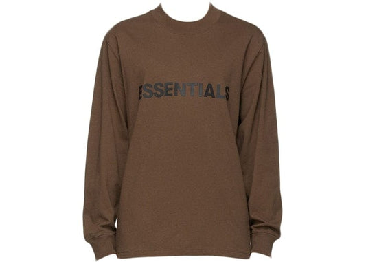 FEAR OF GOD ESSENTIALS X SSENSE 3D SILICON APPLIQUE LONG SLEEVE BROWN