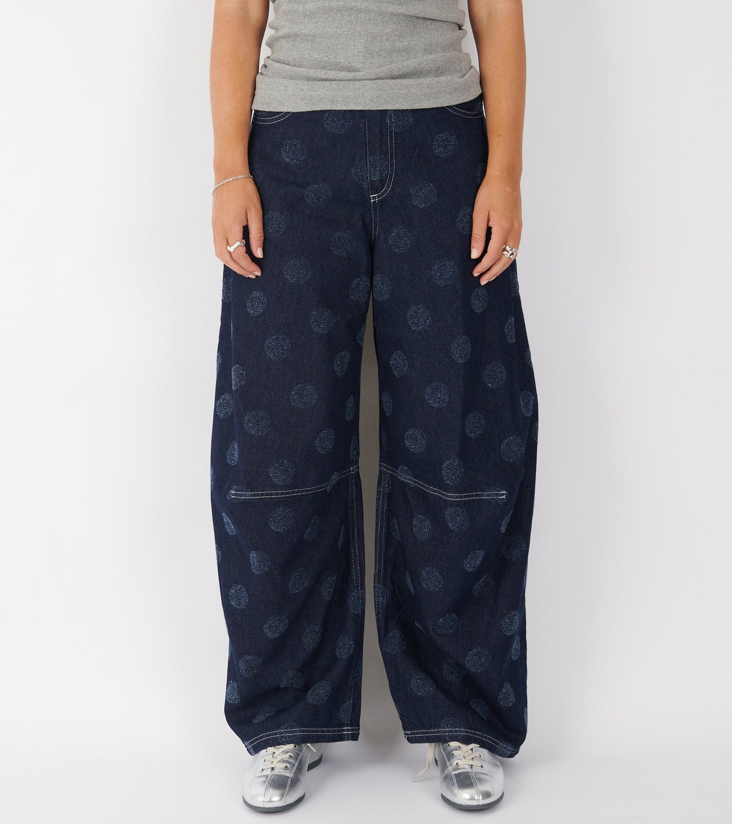 Dart Denim Pants Needle Punch Dots