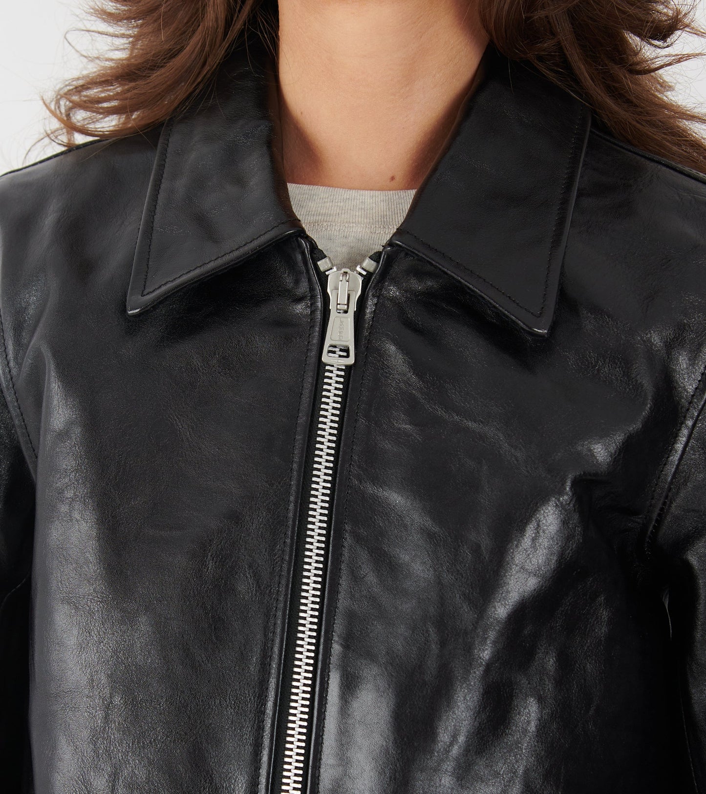 W Mini Jacket Top Dyed Black Leather