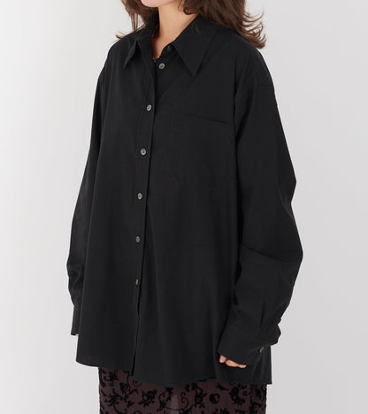 W Precious Shirt Black Casual Liquid Poplin