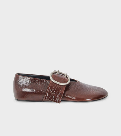 Cannolo Buckle Ballerina Dark Earth
