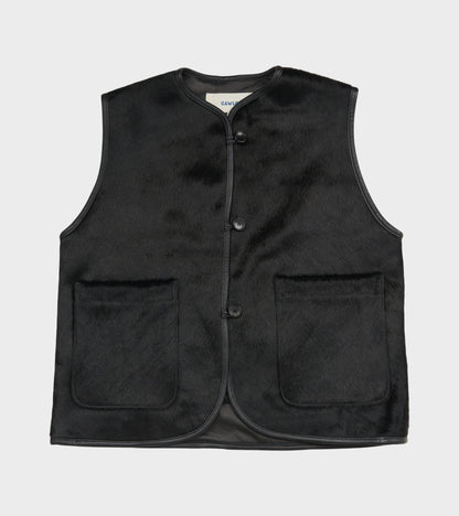 Hair On Leather Hide Ella Vest Black
