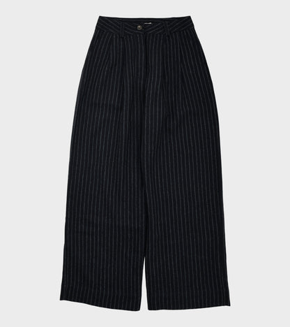 Japanese Striped Boucle Mara Trouser Navy/Grey