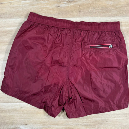 Moncler Logo Patch Swim Shorts in Burgundy