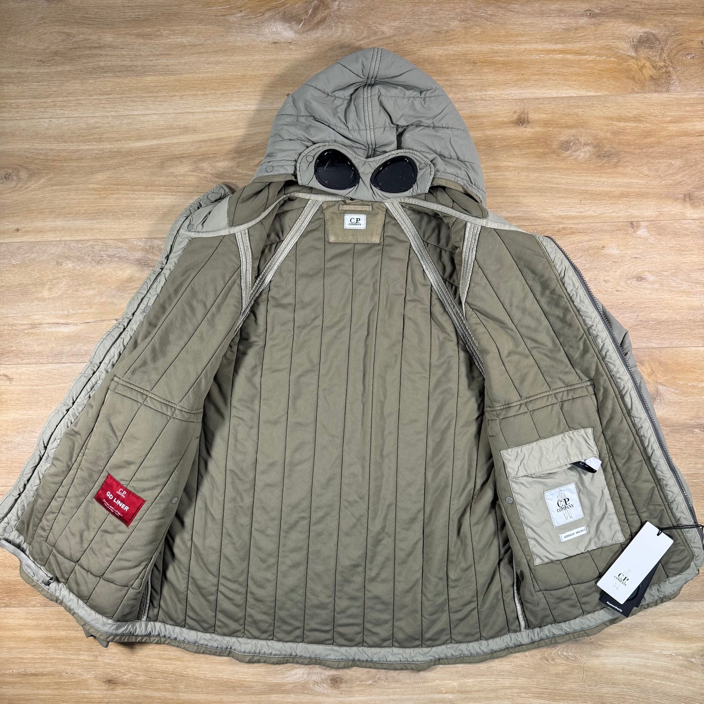 C.P. Company GD Liner Padded Goggle Jacket in Fallen Rock - Grey
