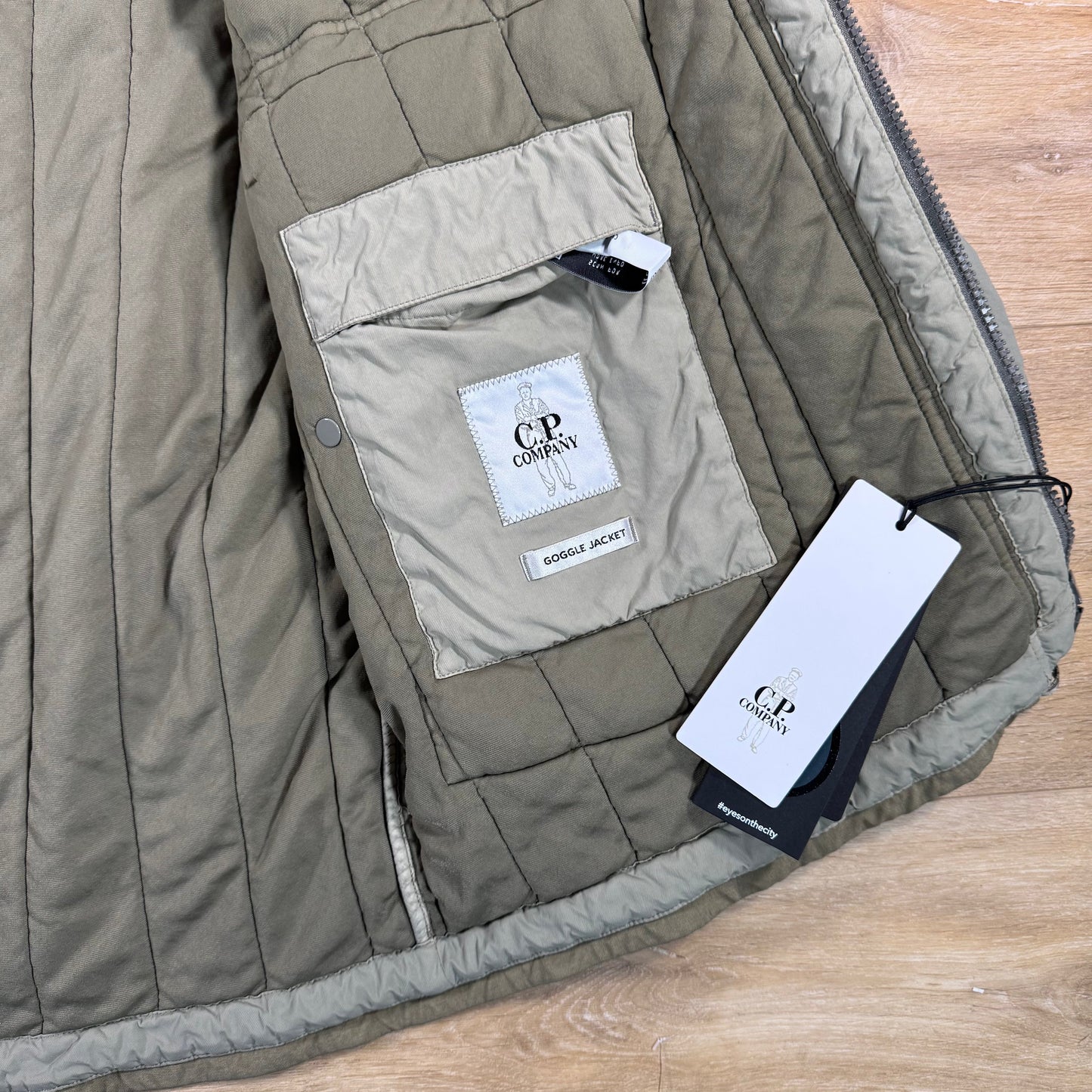 C.P. Company GD Liner Padded Goggle Jacket in Fallen Rock - Grey