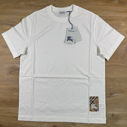 Burberry Check Label T-Shirt in Chalk White