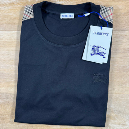 Burberry Check Trim T-Shirt in Black