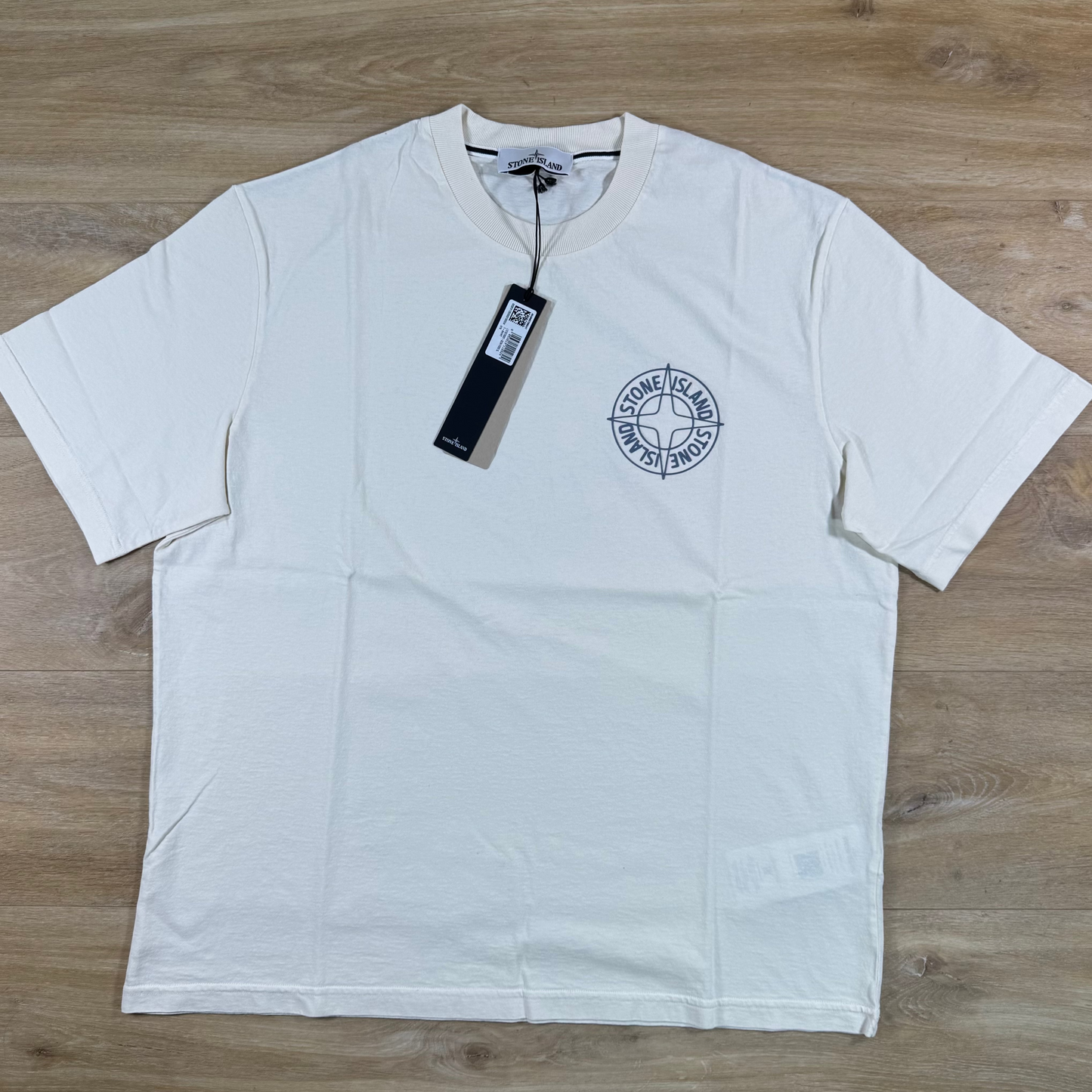 Stone Island Outline Compass Print T-Shirt in Ivory