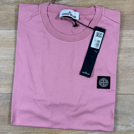 Stone Island Patch Logo T-Shirt in Oleander Pink
