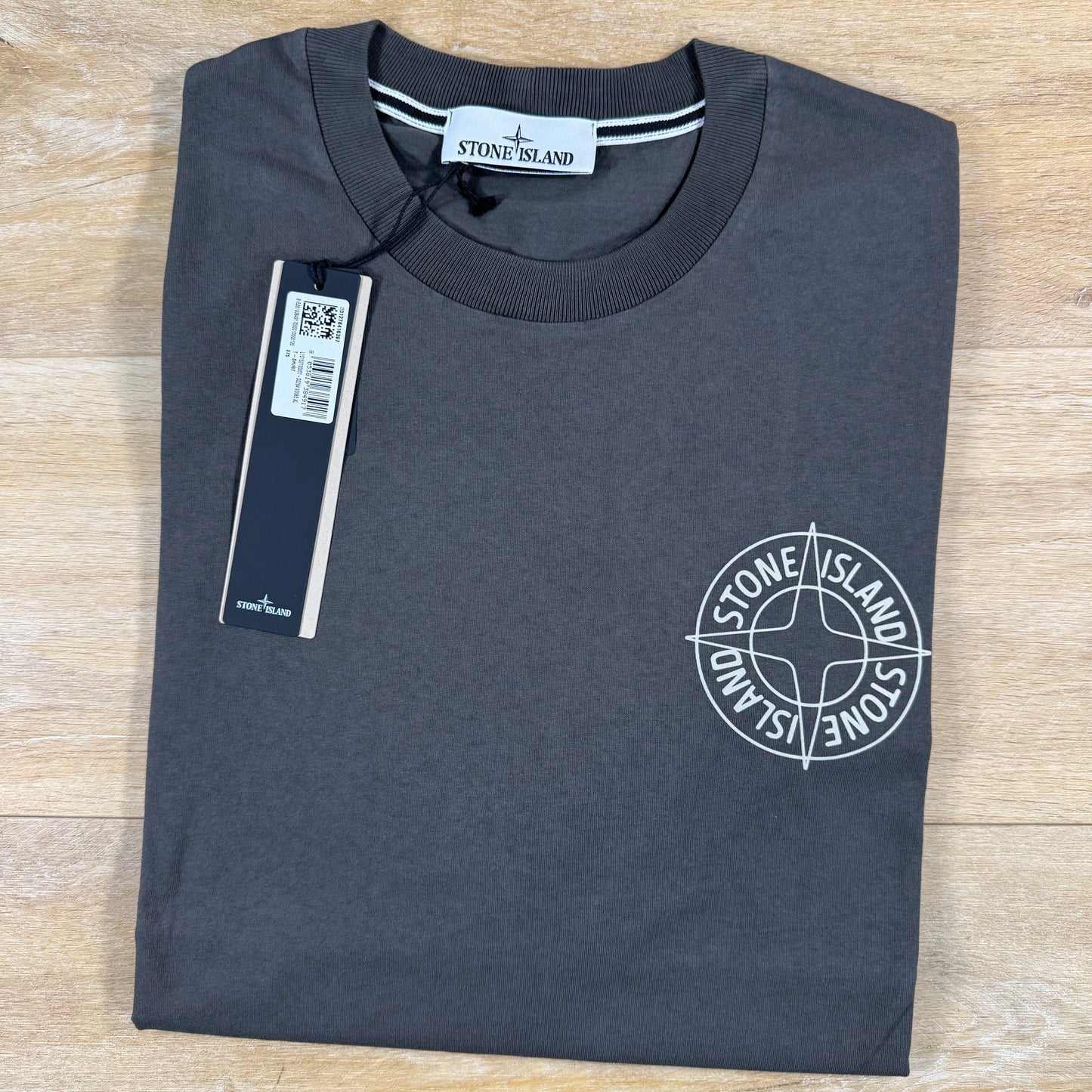 Stone Island Outline Compass Print T-Shirt in Charcoal Grey