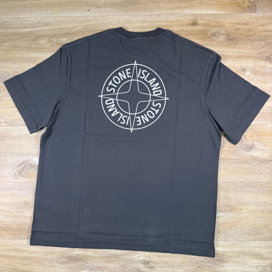 Stone Island Outline Compass Print T-Shirt in Charcoal Grey