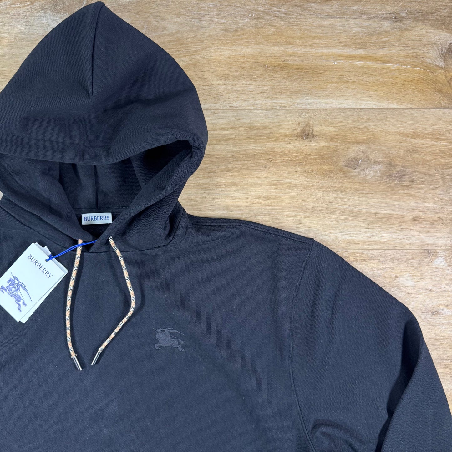 Burberry Reilly Check Hoodie in Black