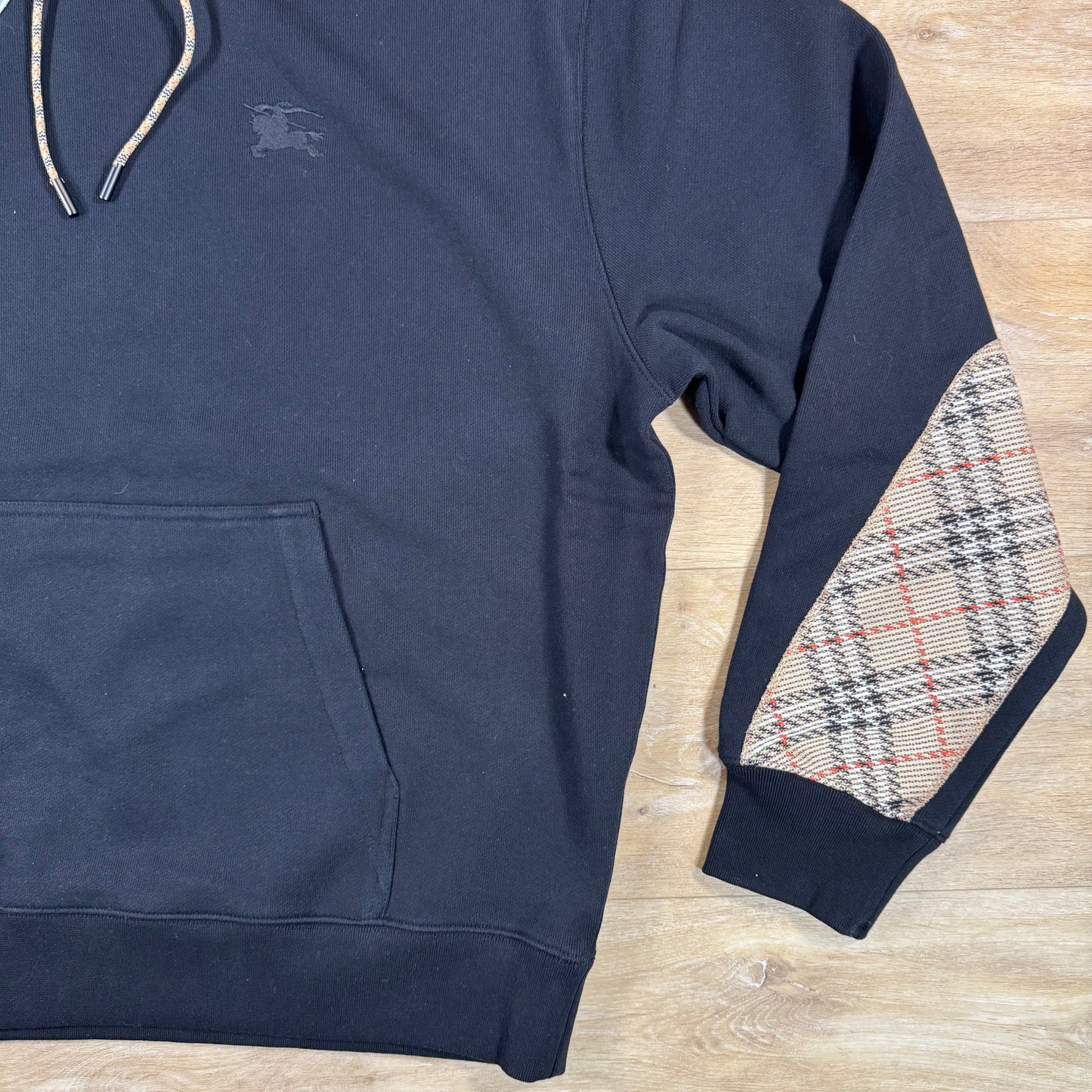Burberry Reilly Check Hoodie in Black
