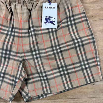 Burberry Gradient Check Swim Shorts in Sand Beige