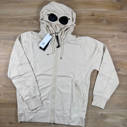 C.P. Company Diagonal Raised Fleece Goggle Hoodie in Frozen Dew