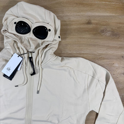 C.P. Company Diagonal Raised Fleece Goggle Hoodie in Frozen Dew