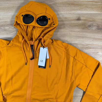 C.P. Company Diagonal Raised Fleece Goggle Hoodie in Desert Sun - Orange