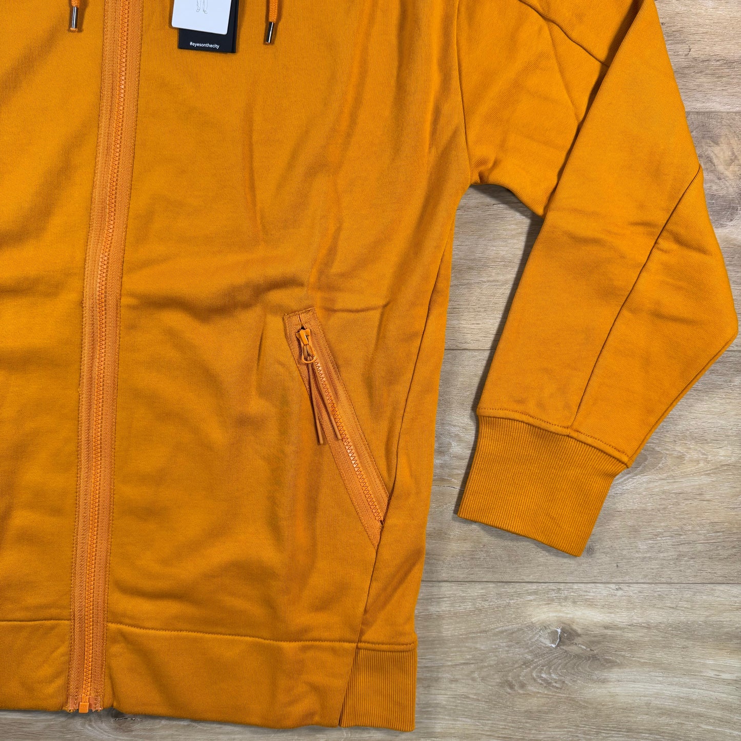 C.P. Company Diagonal Raised Fleece Goggle Hoodie in Desert Sun - Orange