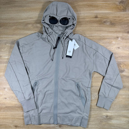 C.P. Company Diagonal Raised Fleece Goggle Hoodie in Dove