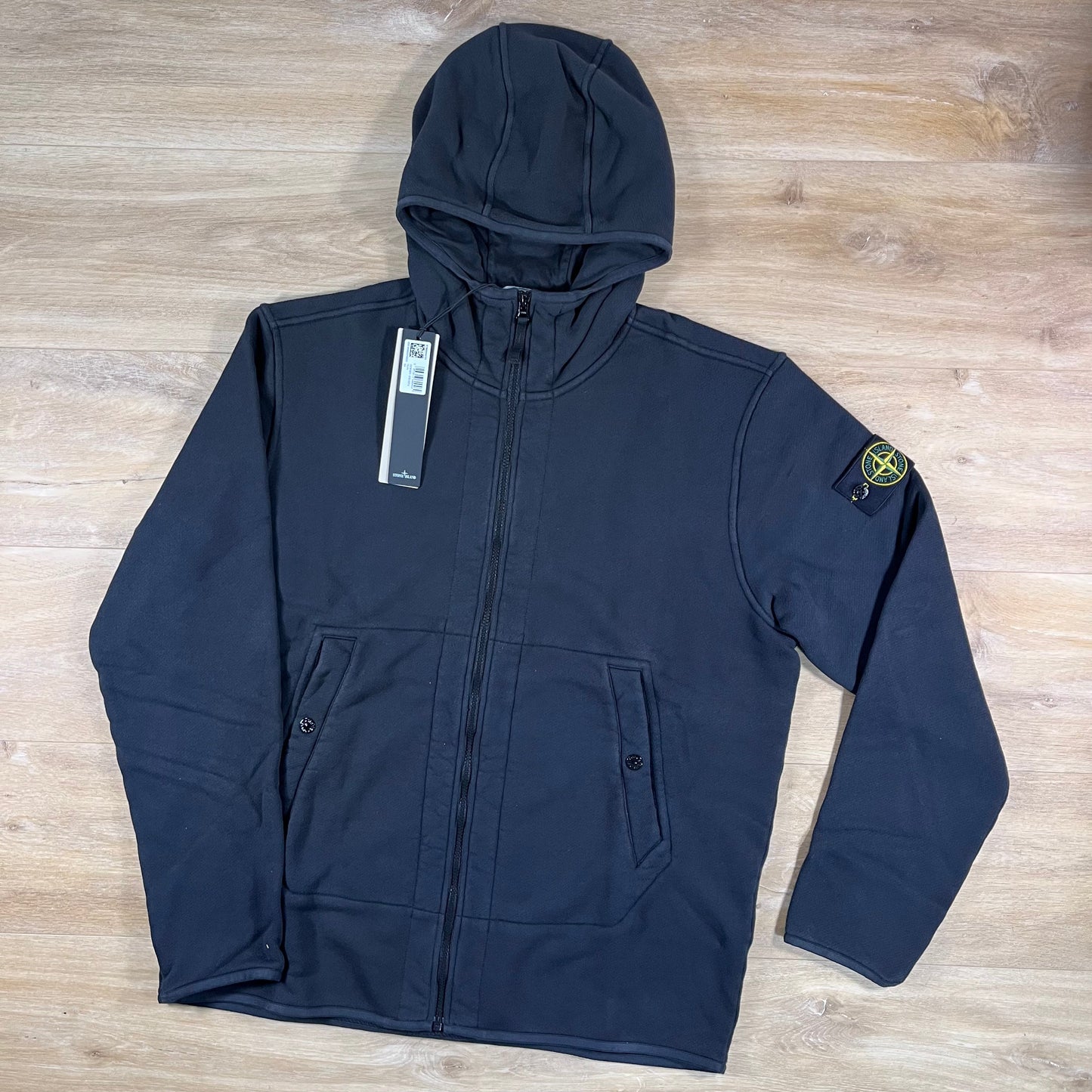 Stone Island Full-Zip Technical Hoodie in Black