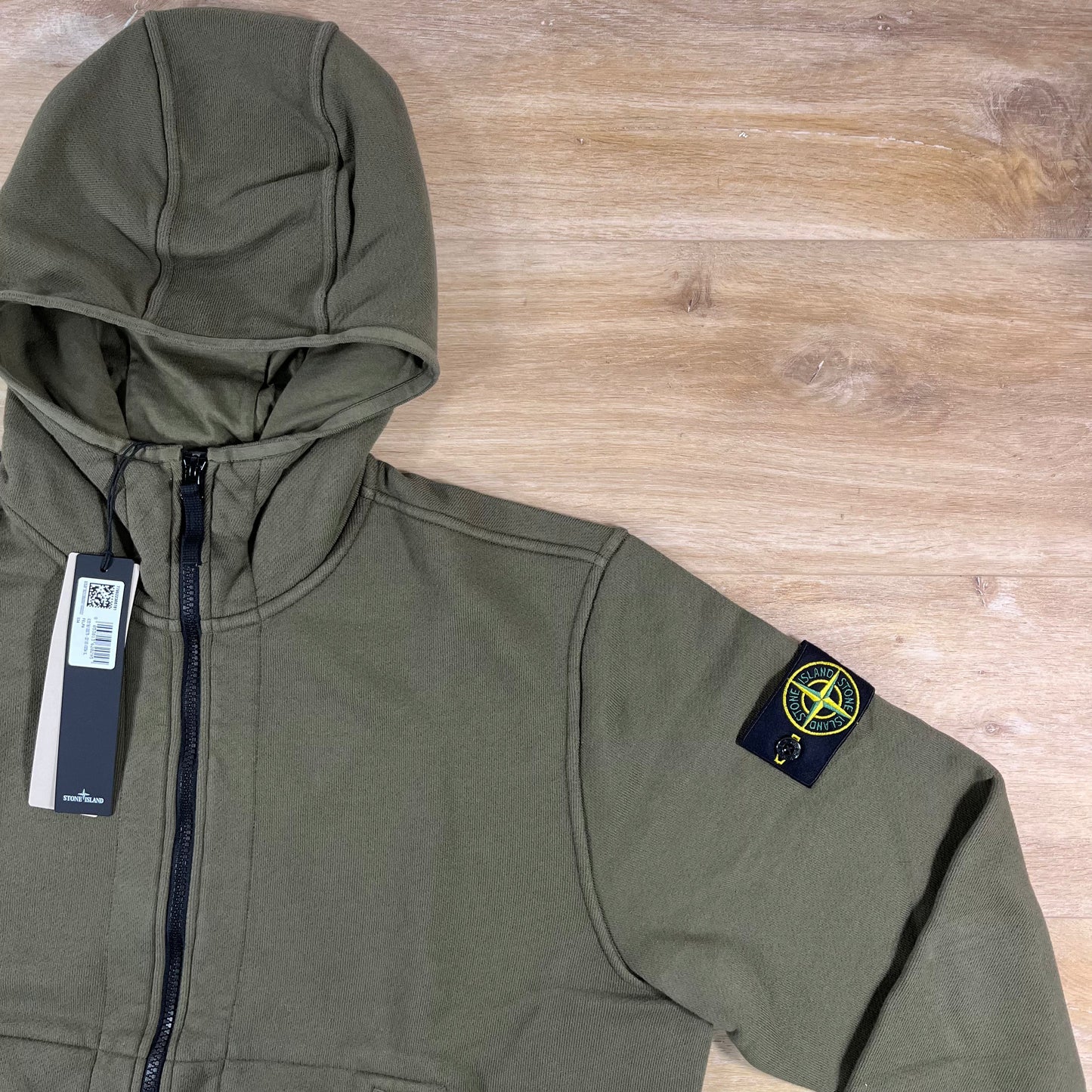 Stone Island Full-Zip Technical Hoodie in Military Green