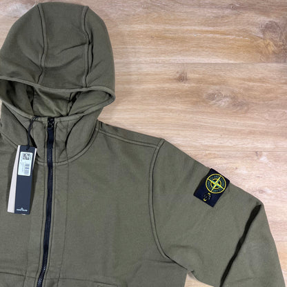 Stone Island Full-Zip Technical Hoodie in Military Green