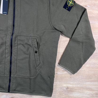 Stone Island Full-Zip Technical Hoodie in Military Green