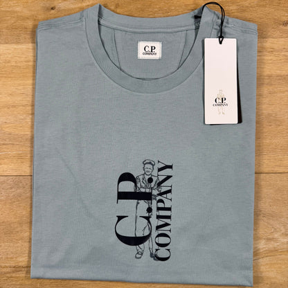 C.P. Company 30/1 Jersey T-Shirt in Silver Blue