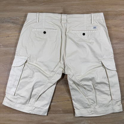 C.P. Company Stretch Sateen Cargo Lens Shorts in Frozen Dew