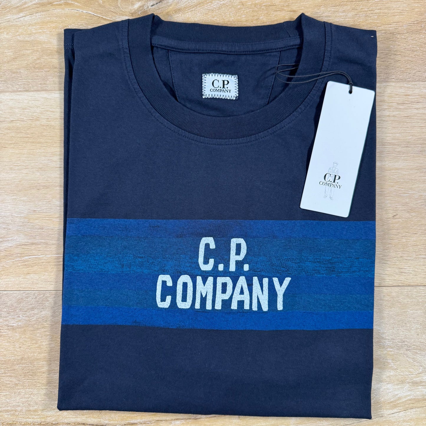 C.P. Company Striped Detail T-Shirt in Navy