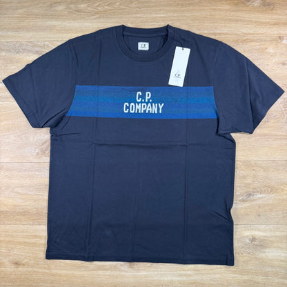 C.P. Company Striped Detail T-Shirt in Navy