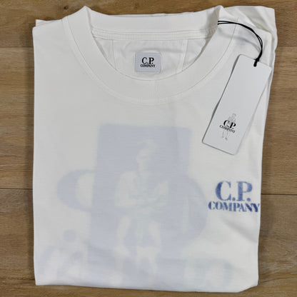 C.P. Company 30/1 Jersey Comfort Logo T-Shirt in Gauze White