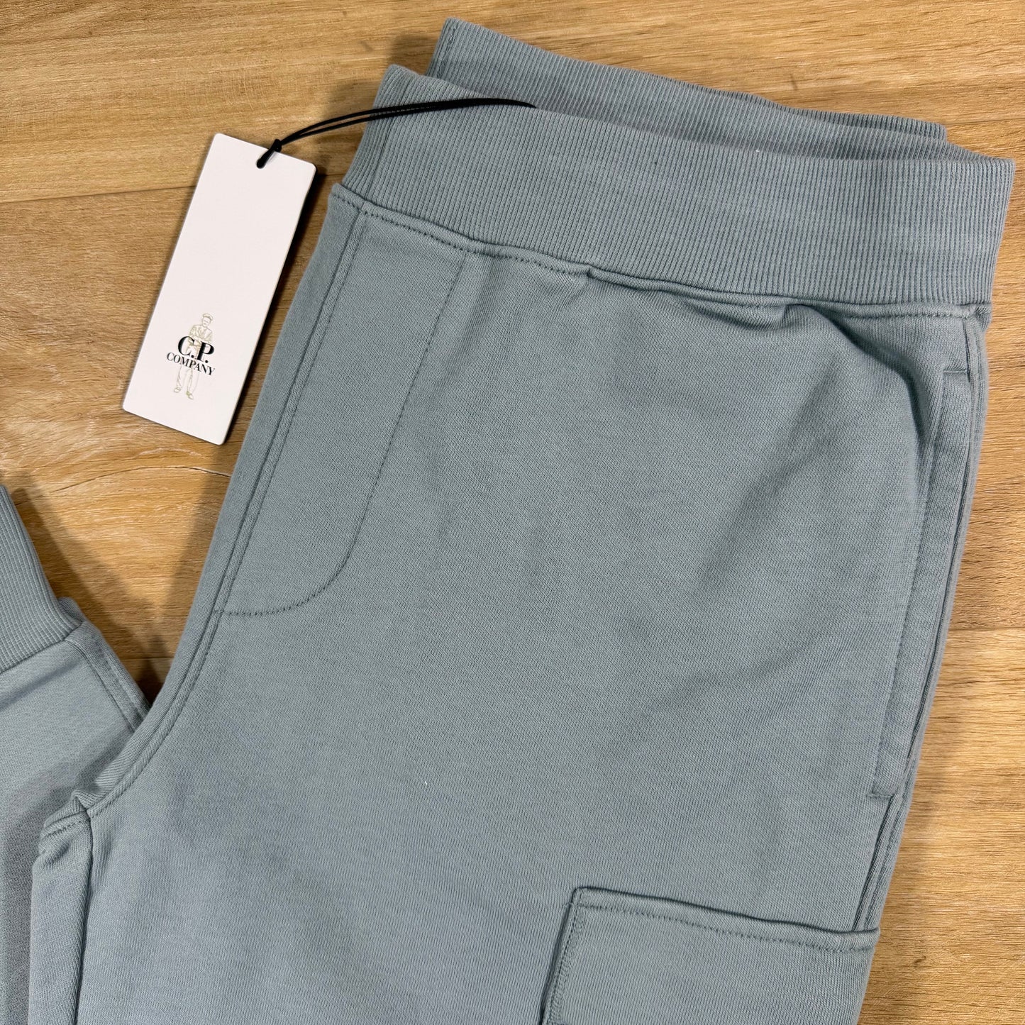 C.P. Company Diagonal Raised Fleece Lens Sweatpants in Silver Blue