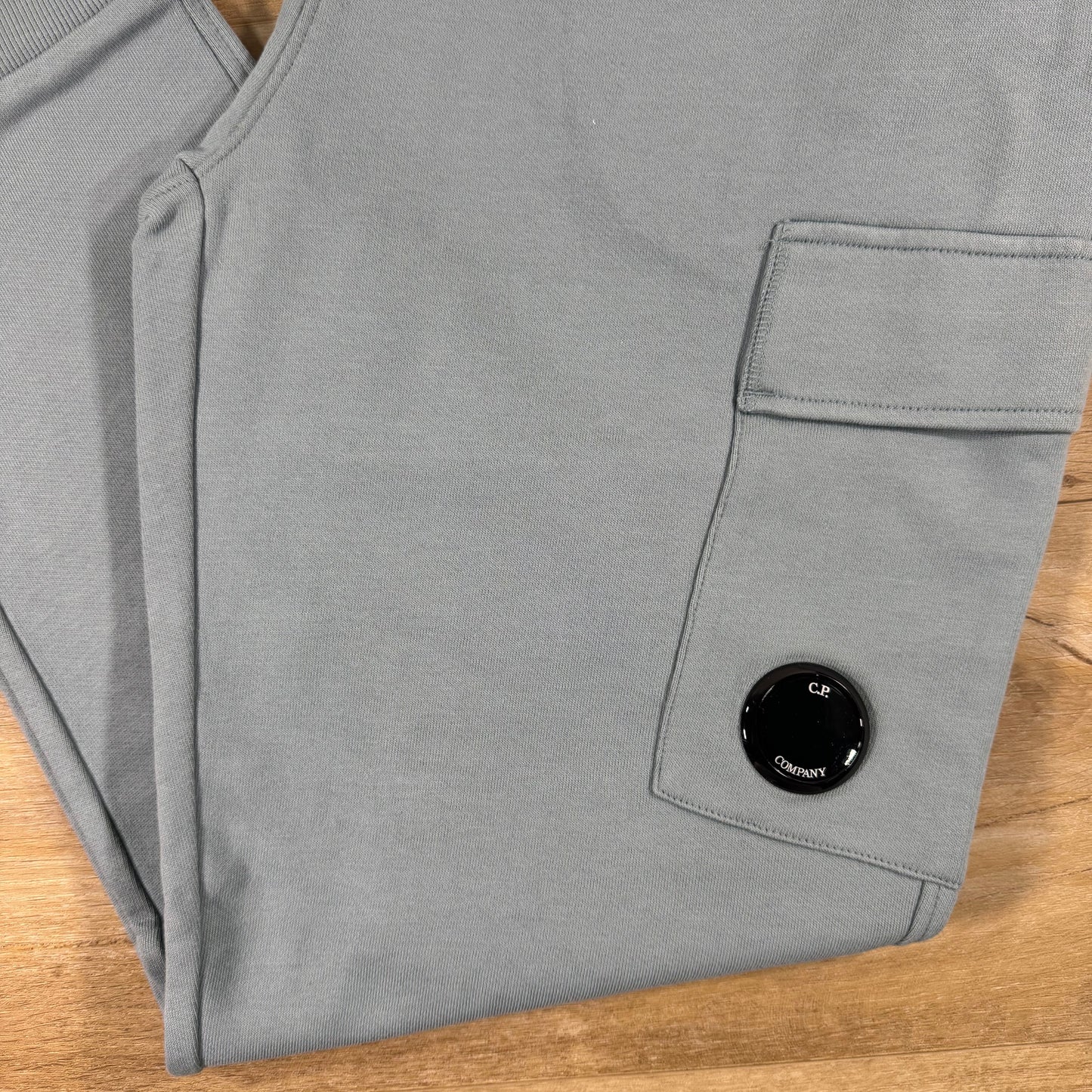 C.P. Company Diagonal Raised Fleece Lens Sweatpants in Silver Blue