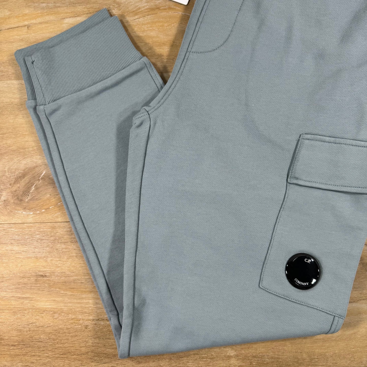 C.P. Company Diagonal Raised Fleece Lens Sweatpants in Silver Blue