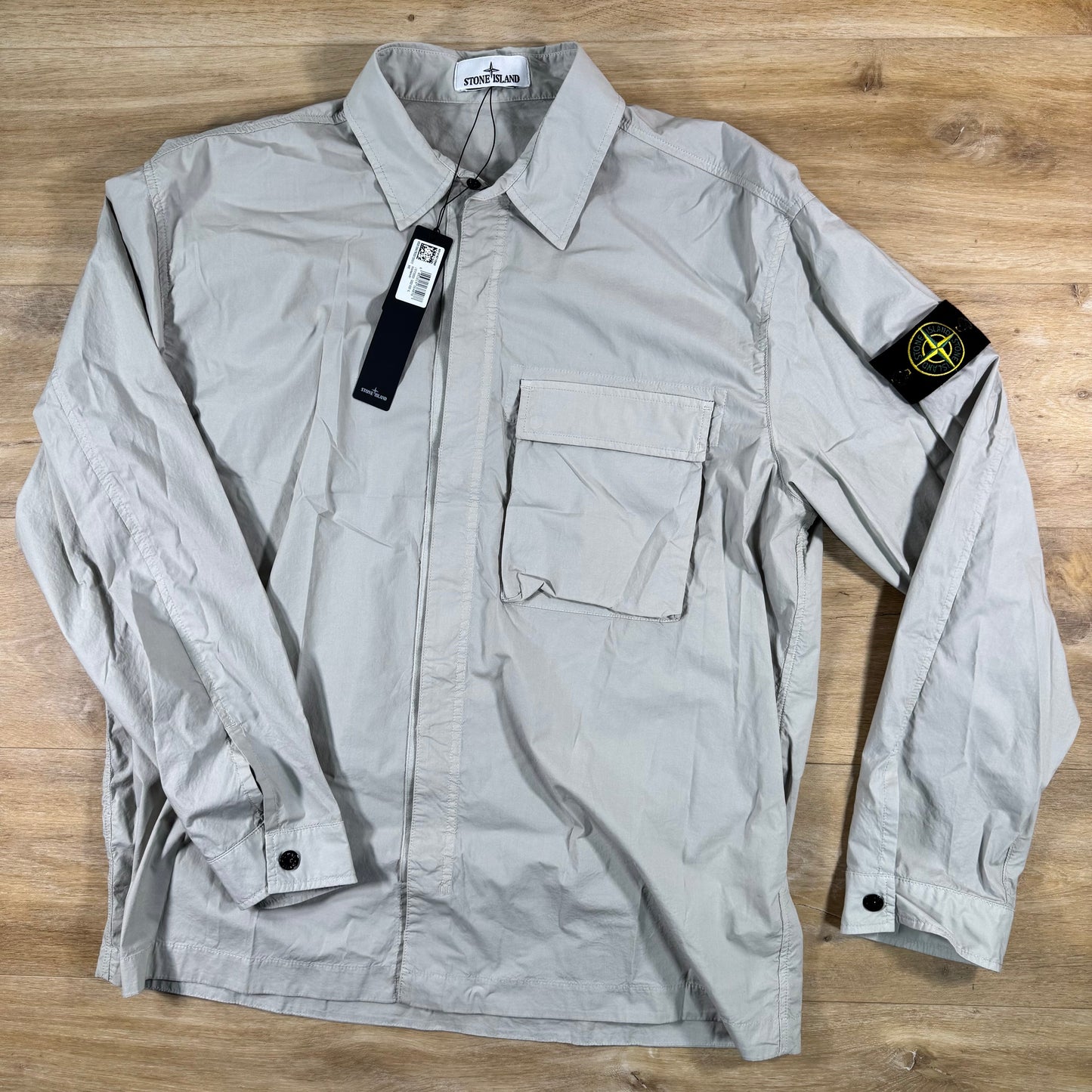Stone Island Stretch Cotton Tela 'Paracadute' Overshirt in Pearl Grey